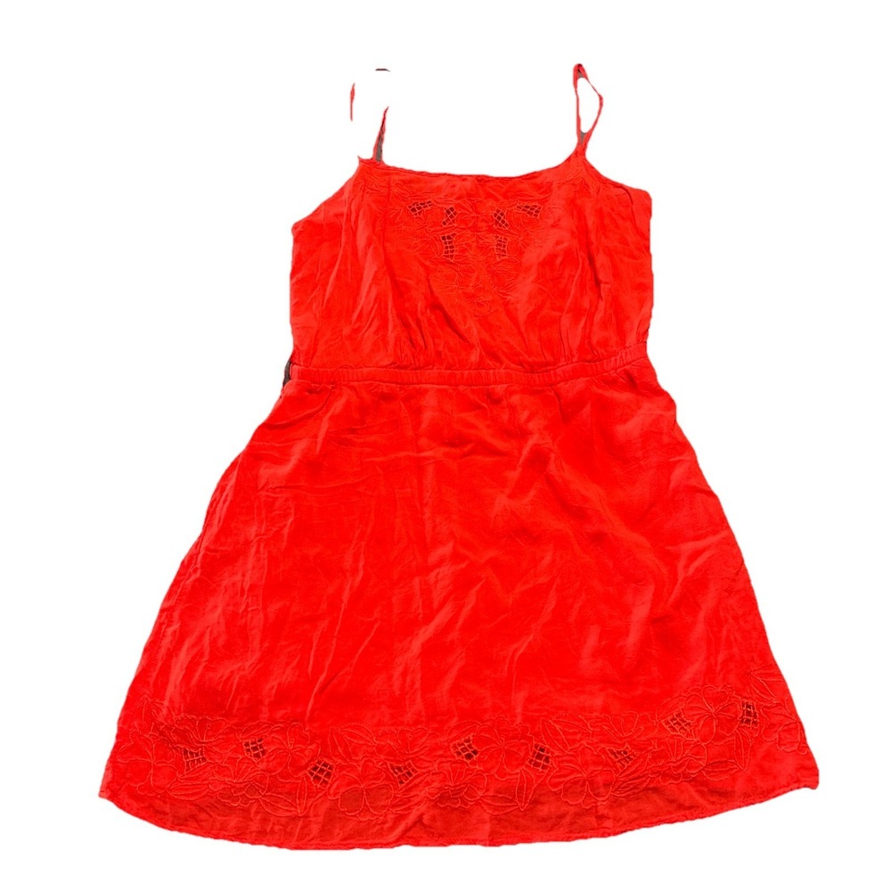 Forever 21 Women's Size S Coral Mini Scoop Neck Dress Embroidered Eyelet Preppy